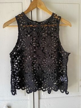Express Black Crochet Tank Top